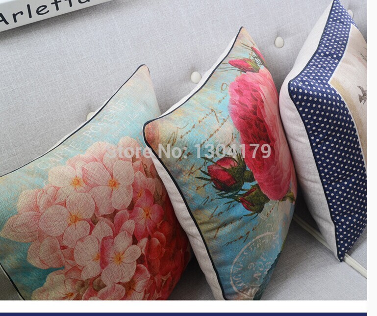 rural simplicity 2014 flowers and birds scenic pillow linen cotton pillowcase pillow cover and cushion cover