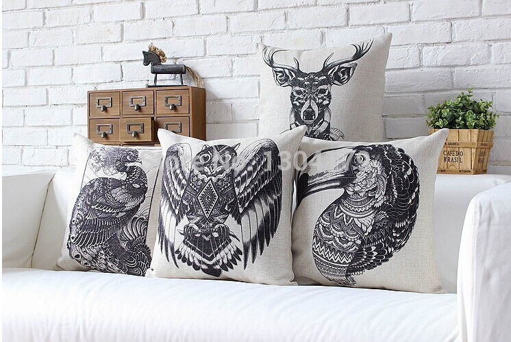 selling animal pillow linen cotton pillow cover cushion cover home decor home sofa cushions car office nap cushion18"