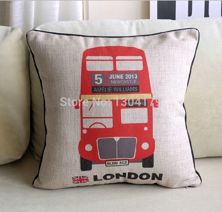 selling! retro cartoon british style new red theme pillow linen cotton pillowcase pillow cover/ cushion cover