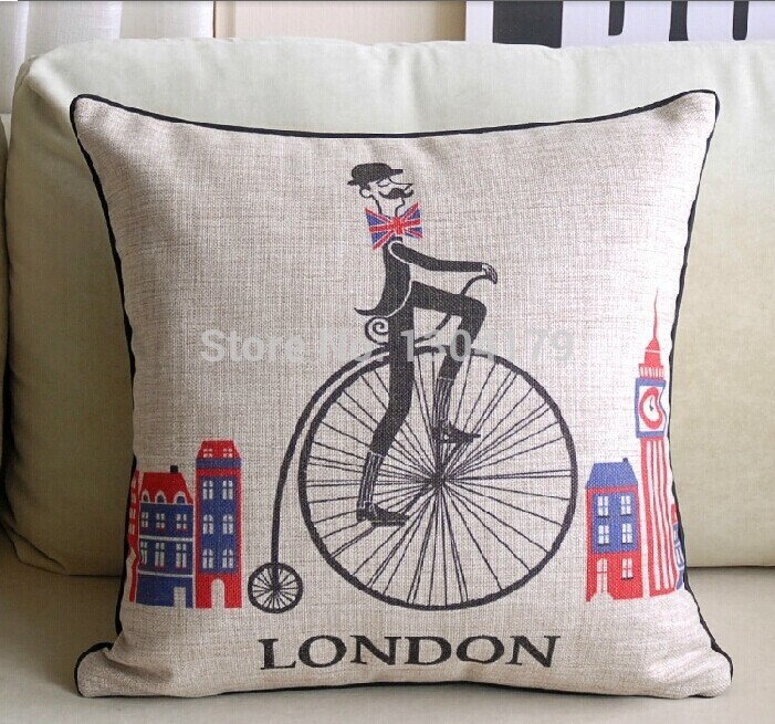 selling! retro cartoon british style new red theme pillow linen cotton pillowcase pillow cover/ cushion cover