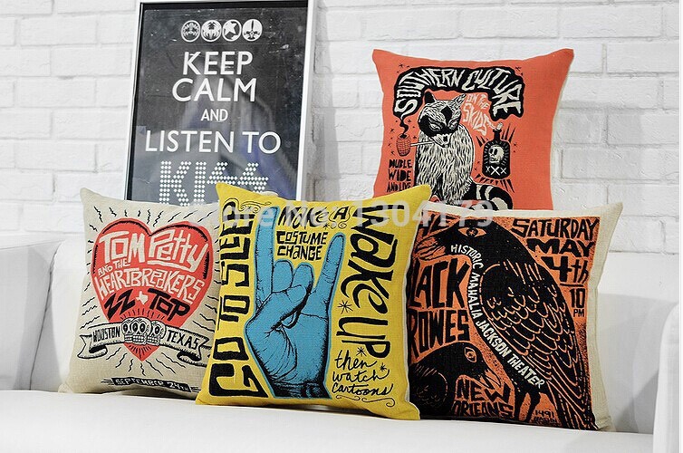 street graffiti sofa cushion cover creative cartoon pillow cushions retro linen material decorative pillow covers