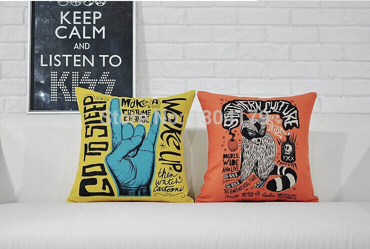 street graffiti sofa cushion cover creative cartoon pillow cushions retro linen material decorative pillow covers