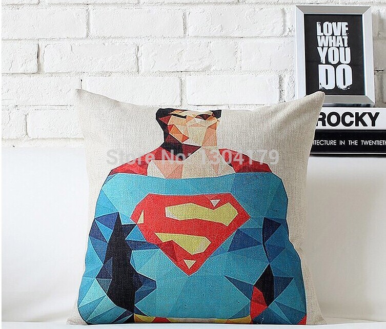 superman, batman green giant american captain, iron man, home decor cotton and linen pillow cover sofa cushion cover