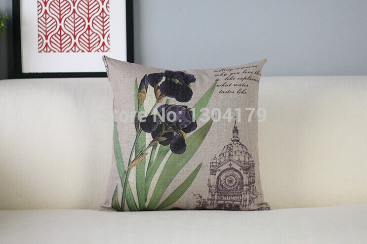 the flower and bird style linen decorative pillow case pillow cover cushion cover set car cushion whole