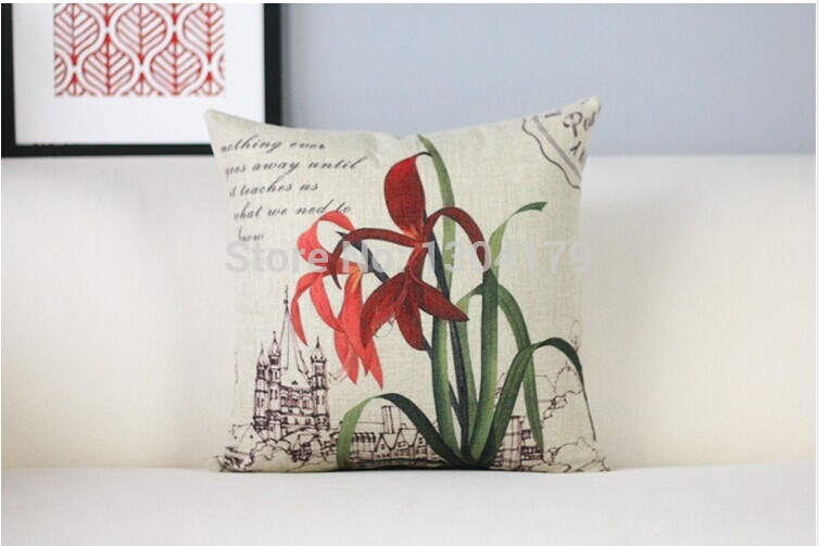 the flower and bird style linen decorative pillow case pillow cover cushion cover set car cushion whole