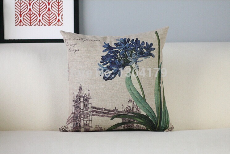 the flower and bird style linen decorative pillow case pillow cover cushion cover set car cushion whole