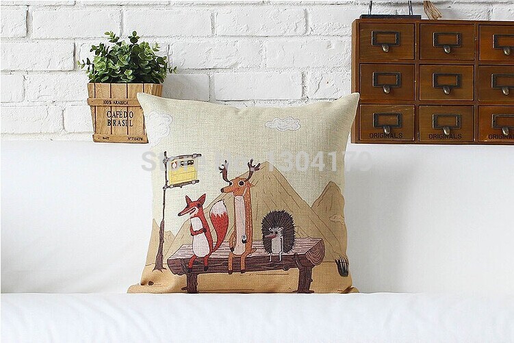 whole! 2 pcs retro nostalgia home pillow cover animals birds painting new cushion cover 45cm x 45cm