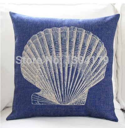 whole,3pcs/lot mediterranean style conch heavyweight cotton linen cushion pillow sofa cushion pillow cover