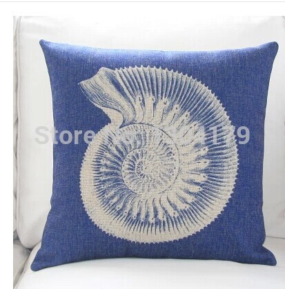 whole,3pcs/lot mediterranean style conch heavyweight cotton linen cushion pillow sofa cushion pillow cover