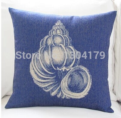 whole,3pcs/lot mediterranean style conch heavyweight cotton linen cushion pillow sofa cushion pillow cover