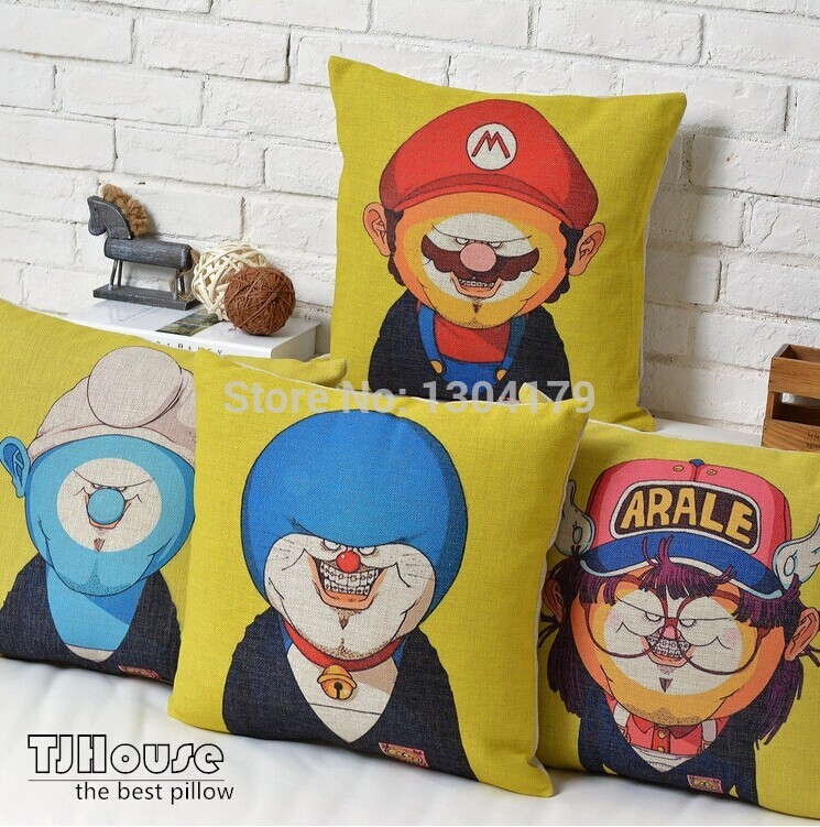 whole! 4 pcs retro nostalgia home pillow cover linen cotton animals new cushion cover 45cm x 45cm