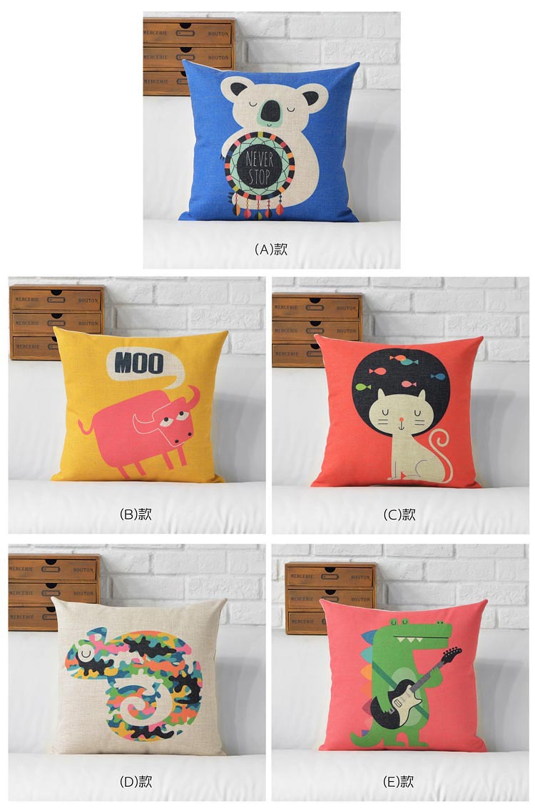 whole 45*45cm simple cartoon cushion pillow home decor linen vintage cushion