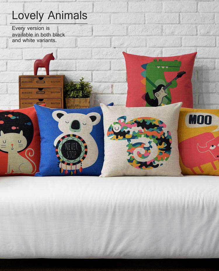 whole 45*45cm simple cartoon cushion pillow home decor linen vintage cushion