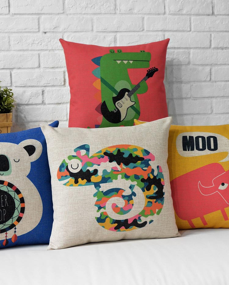 whole 45*45cm simple cartoon cushion pillow home decor linen vintage cushion