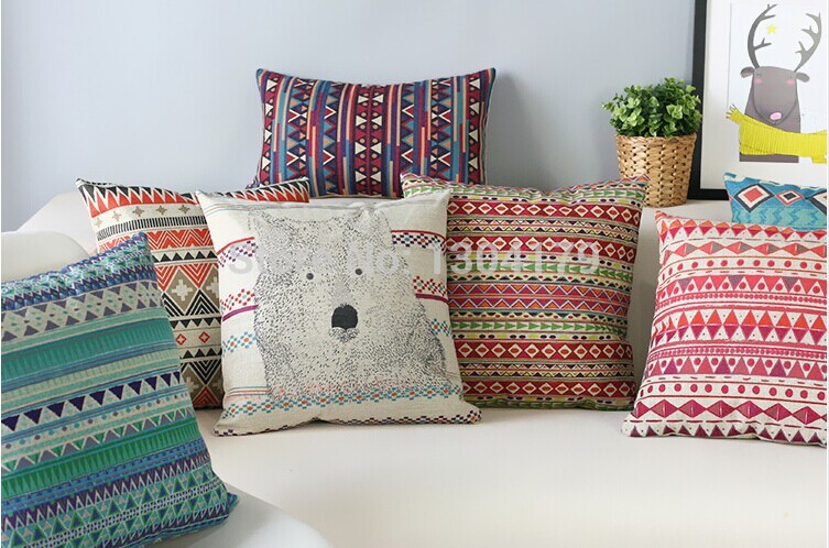 whole 45cm*45cm retro nostalgia burlap cushion cover bohemian pillow case concise fashion pillow cover