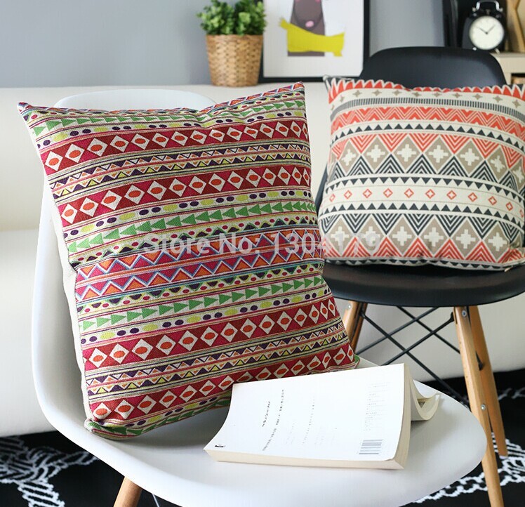 whole 45cm*45cm retro nostalgia burlap cushion cover bohemian pillow case concise fashion pillow cover