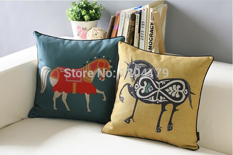 whole 4pcs creative animals pillow cotton linen cushion cover 45*45cm pillows decorate cushion cover for sofa