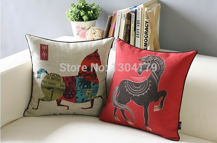 whole 4pcs creative animals pillow cotton linen cushion cover 45*45cm pillows decorate cushion cover for sofa