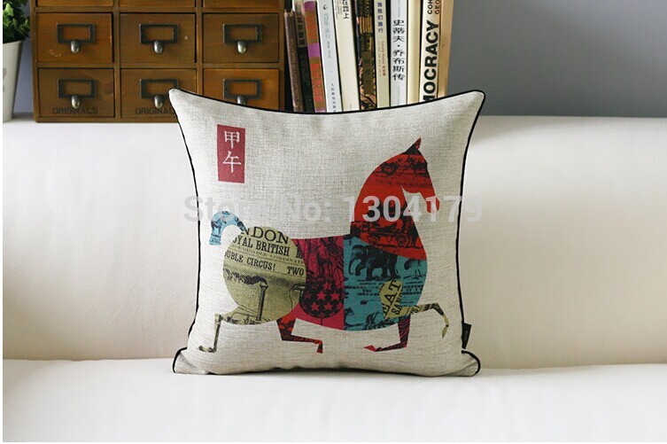 whole 4pcs creative animals pillow cotton linen cushion cover 45*45cm pillows decorate cushion cover for sofa