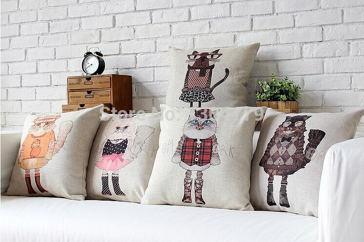 whole 5pcs/lot cute cartoon cat style cushion animal series panda pillow 45*45cm sofa cover cushion cover