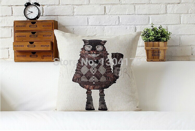 whole 5pcs/lot cute cartoon cat style cushion animal series panda pillow 45*45cm sofa cover cushion cover