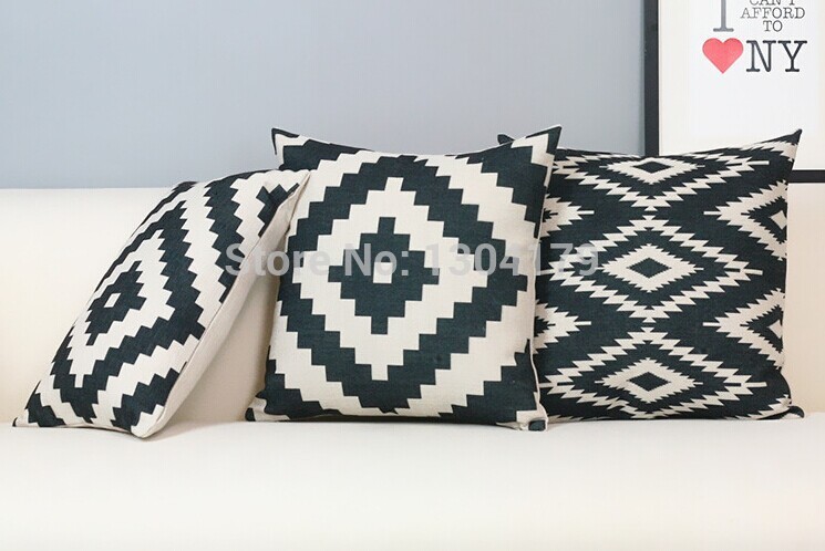 whole! classic retro black and white with cotton, linen sofa cushion pillow car using cushion home decor