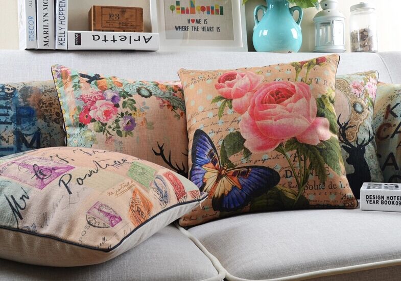 whole patchwork flower animal pattern sofa cushion cover classic retro pillows decorate linen pillow cover