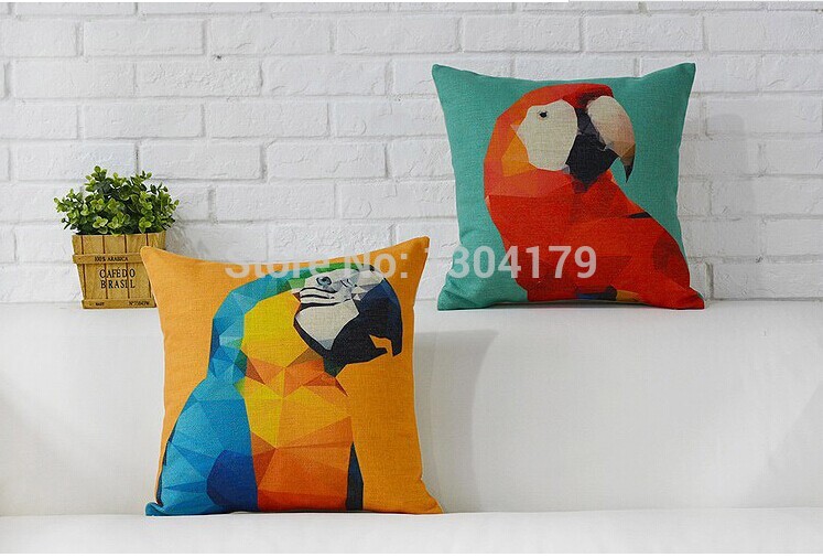 whole printing cushion cover decorate pillows arrots watercolor birds pillow cover home decor !