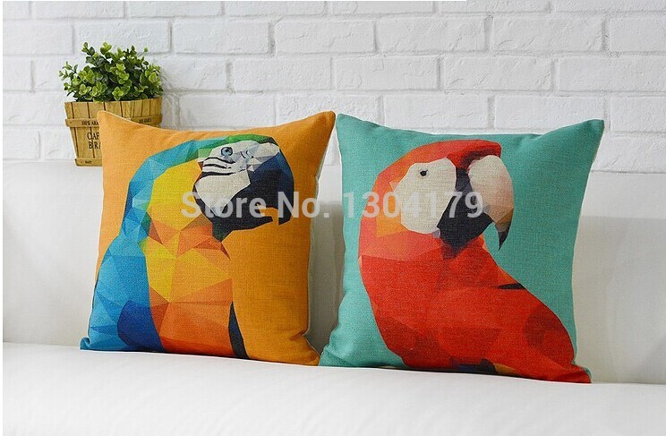 whole printing cushion cover decorate pillows arrots watercolor birds pillow cover home decor !