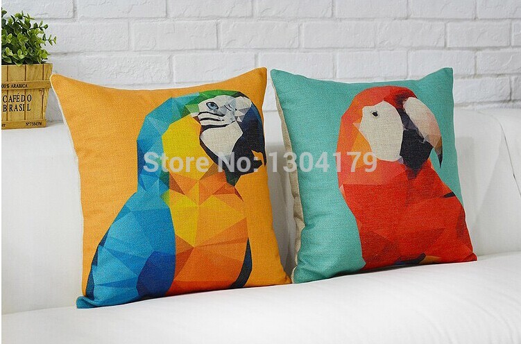 whole printing cushion cover decorate pillows arrots watercolor birds pillow cover home decor !