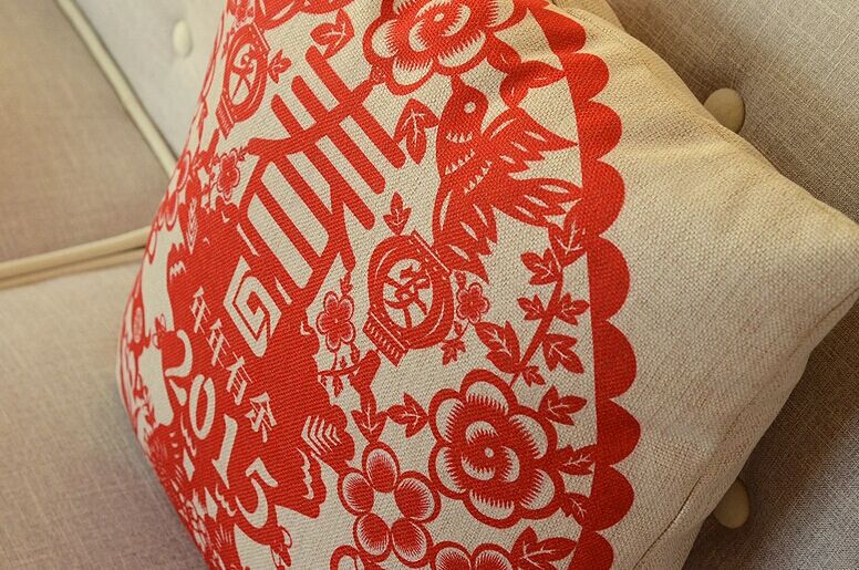 whole!retro cartoon china style new red theme pillow linen cotton pillowcase pillow cover and cushion cover