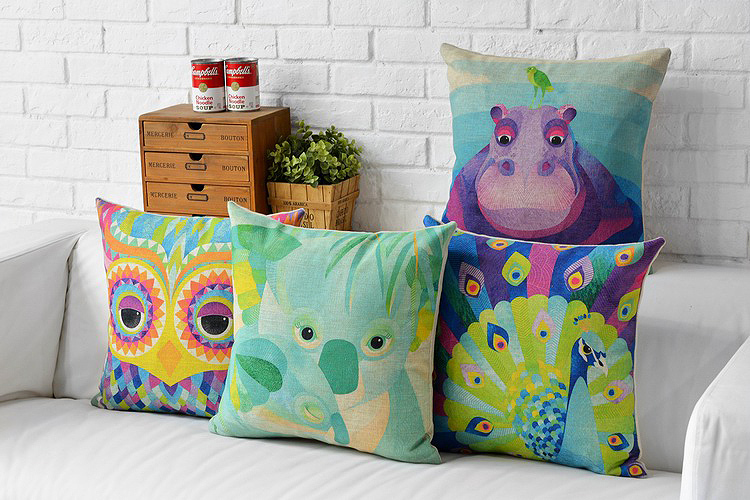 whole sofa pillow decor fresh cartoon owl green pillowcase 45 * 45cm dot decorative pillows sofa cushions