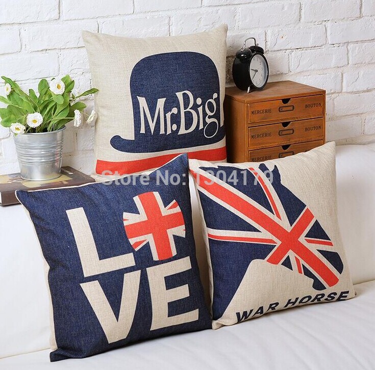 whole uk british flag printing pillowcase words cushion home decor linen cotton blended fashion sofa cover