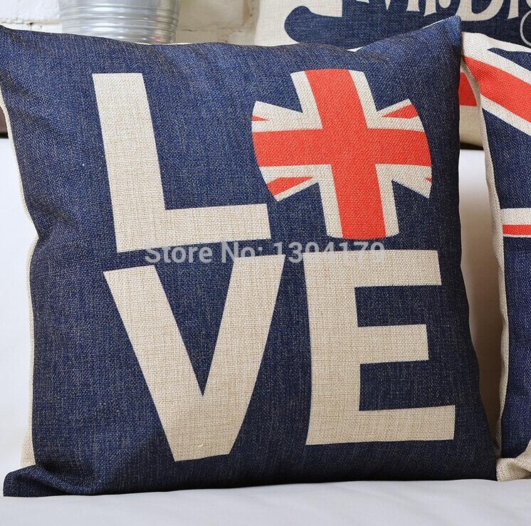 whole uk british flag printing pillowcase words cushion home decor linen cotton blended fashion sofa cover