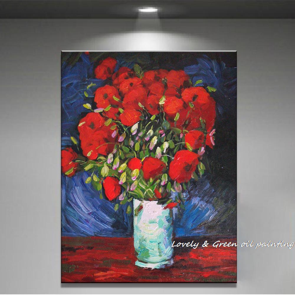 handpainted red flower asbtract oil painting on canvas wall art wall painting wall pictures for living room home decor