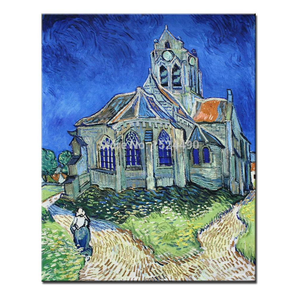 church at auvers of vincent van gogh hand made high q.reproduction oil painting on canvas wall art picture for home decor