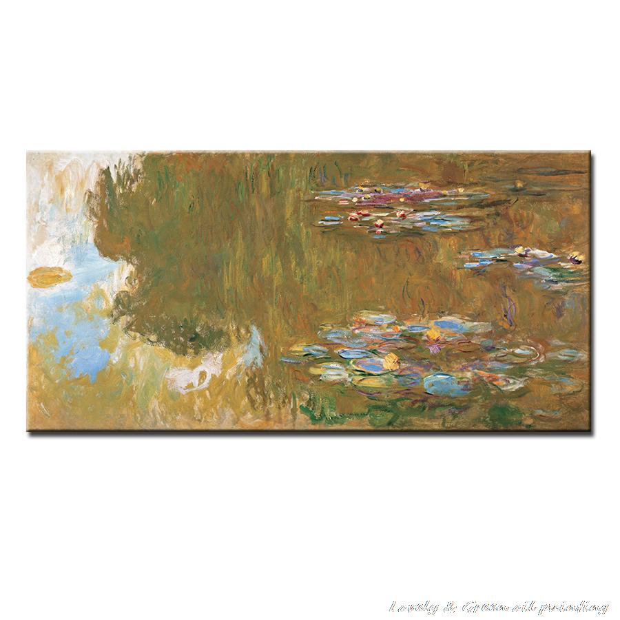 handpainted the water-lilies pond by claude monet oil painting on canvas wall painting picture for living room home decoration