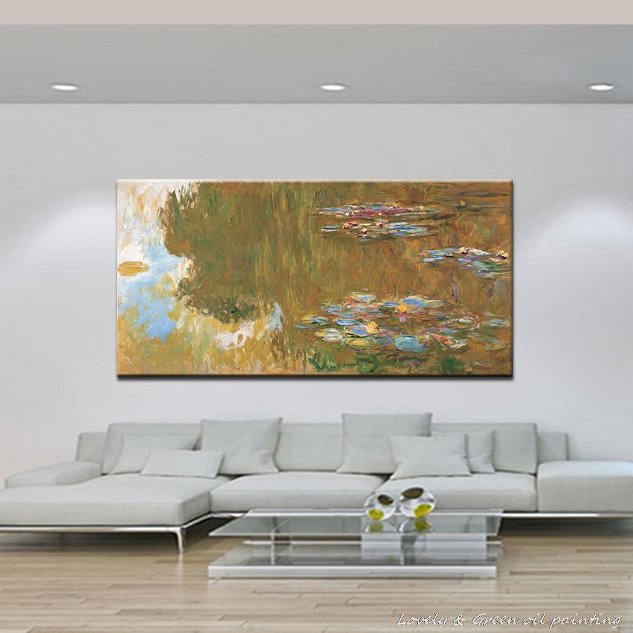 handpainted the water-lilies pond by claude monet oil painting on canvas wall painting picture for living room home decoration