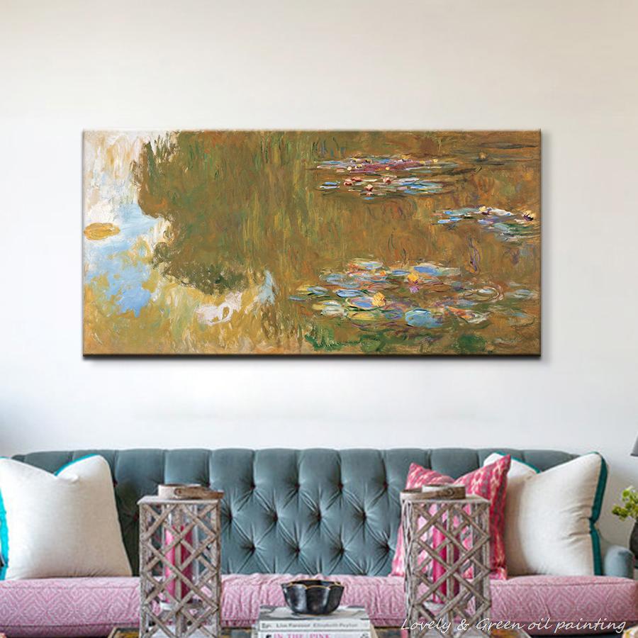 handpainted the water-lilies pond by claude monet oil painting on canvas wall painting picture for living room home decoration