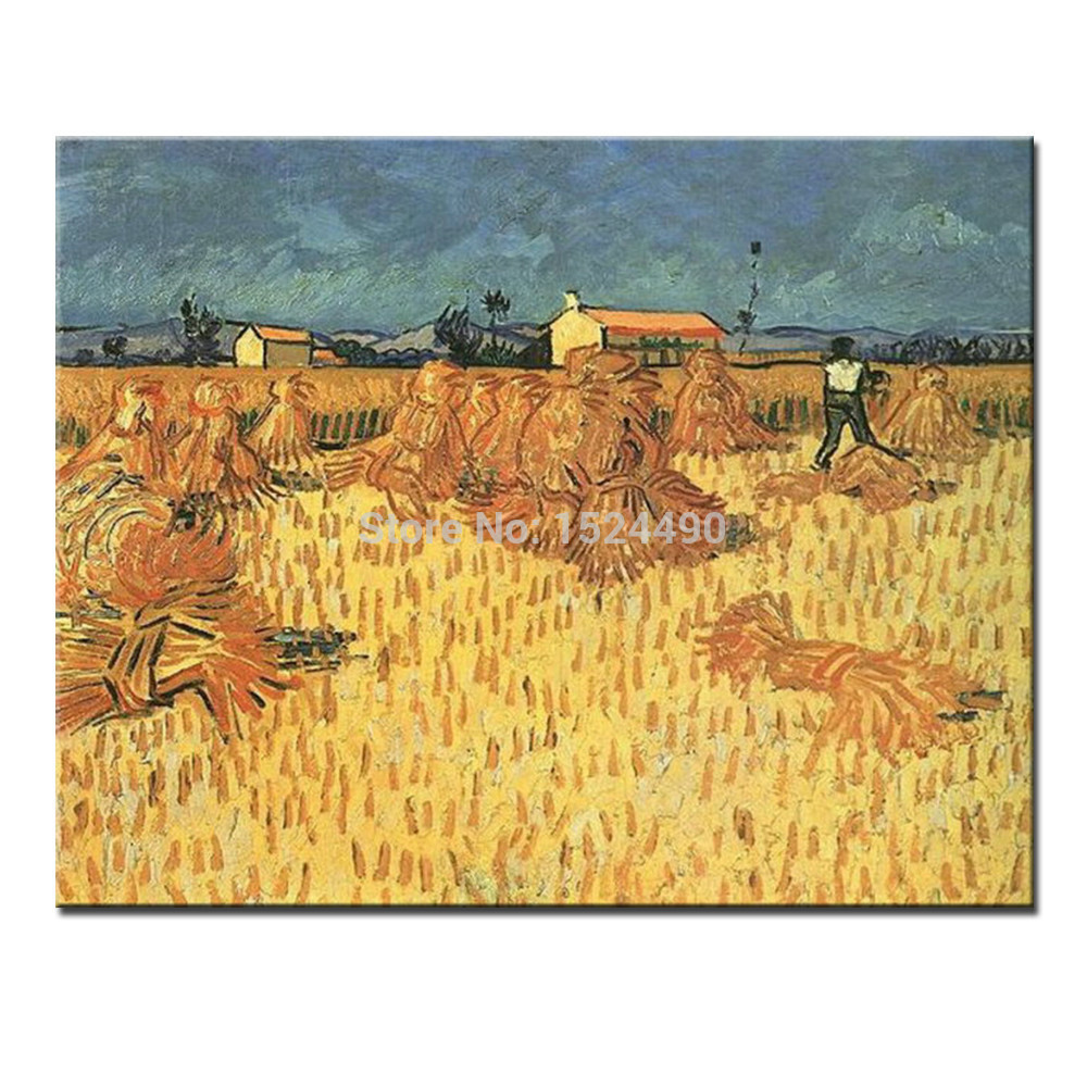 harvest in provence of vincent van gogh hand painted reproduction oil painting on canvas wall art for home decoration