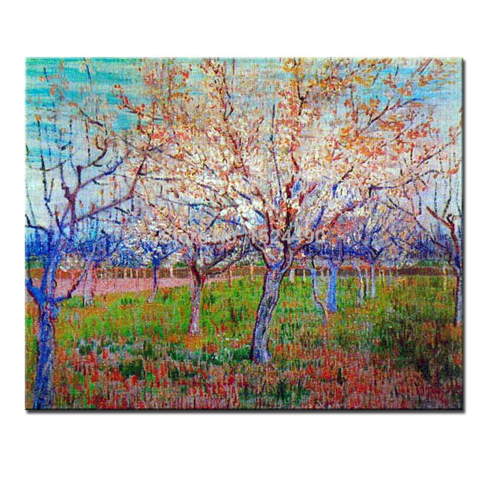 orchard with blossoming apricot trees of vincent van gogh hand made reproduction oil painting on canvas for home decoration