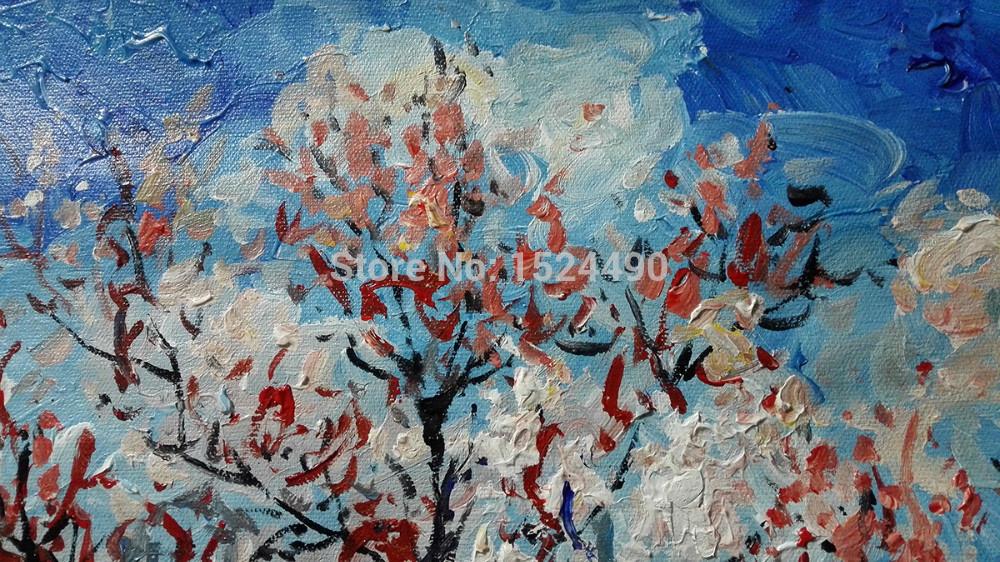 pink peach tree in blossom reminiscence of mauve of vincent van gogh hand made reproduction oil painting on canvas wall art