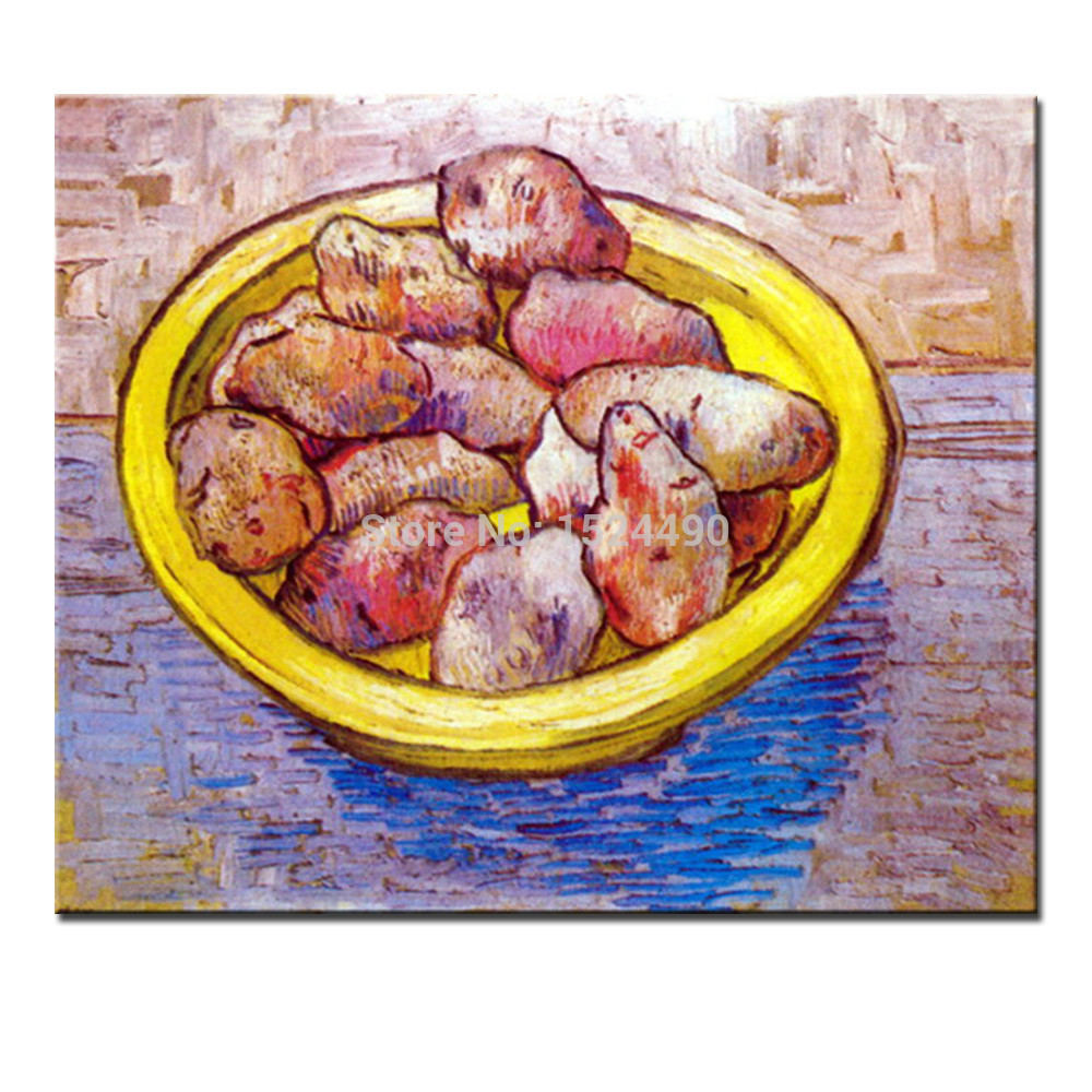 potatoes in a yellow dish of vincent van gogh hand made reproduction oil painting on canvas wall art for home decoration hy41490