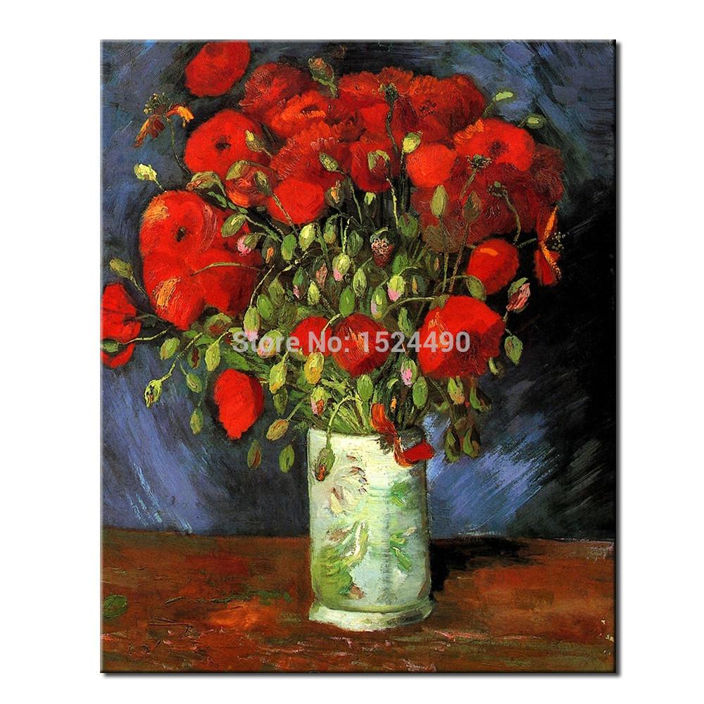 red poppy of vincent van gogh handmade reproduction h.q flower oil painting on canvas wall art picture for home decoration