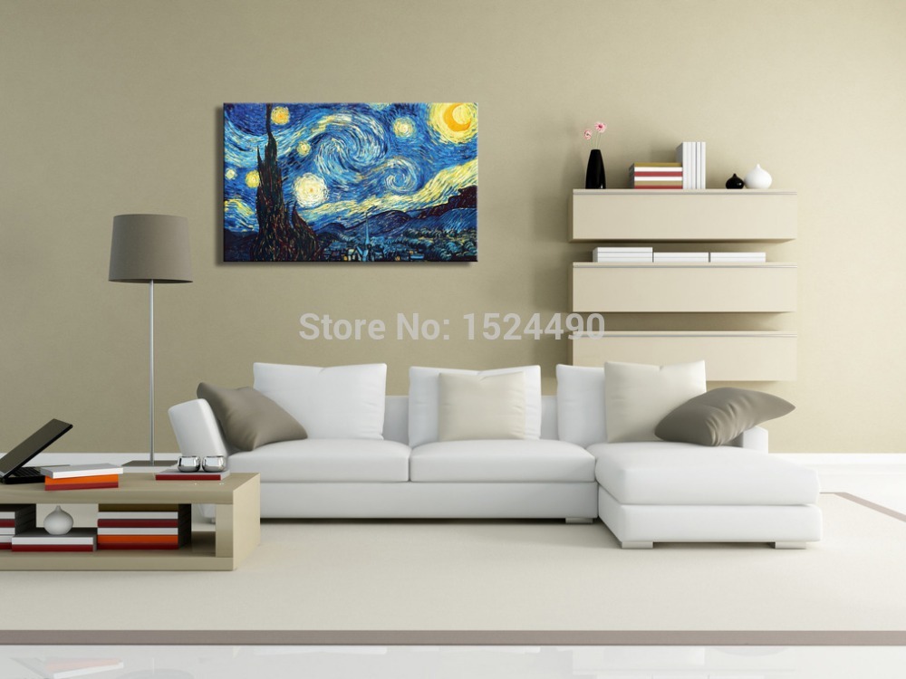 starry night of vincent van gogh handmade reproduction oil painting on canvas wall art picture for living room home decoration