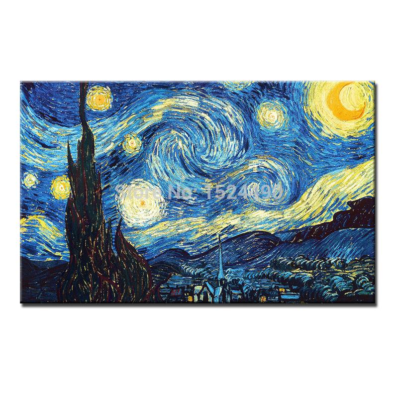 starry night of vincent van gogh handmade reproduction oil painting on canvas wall art picture for living room home decoration