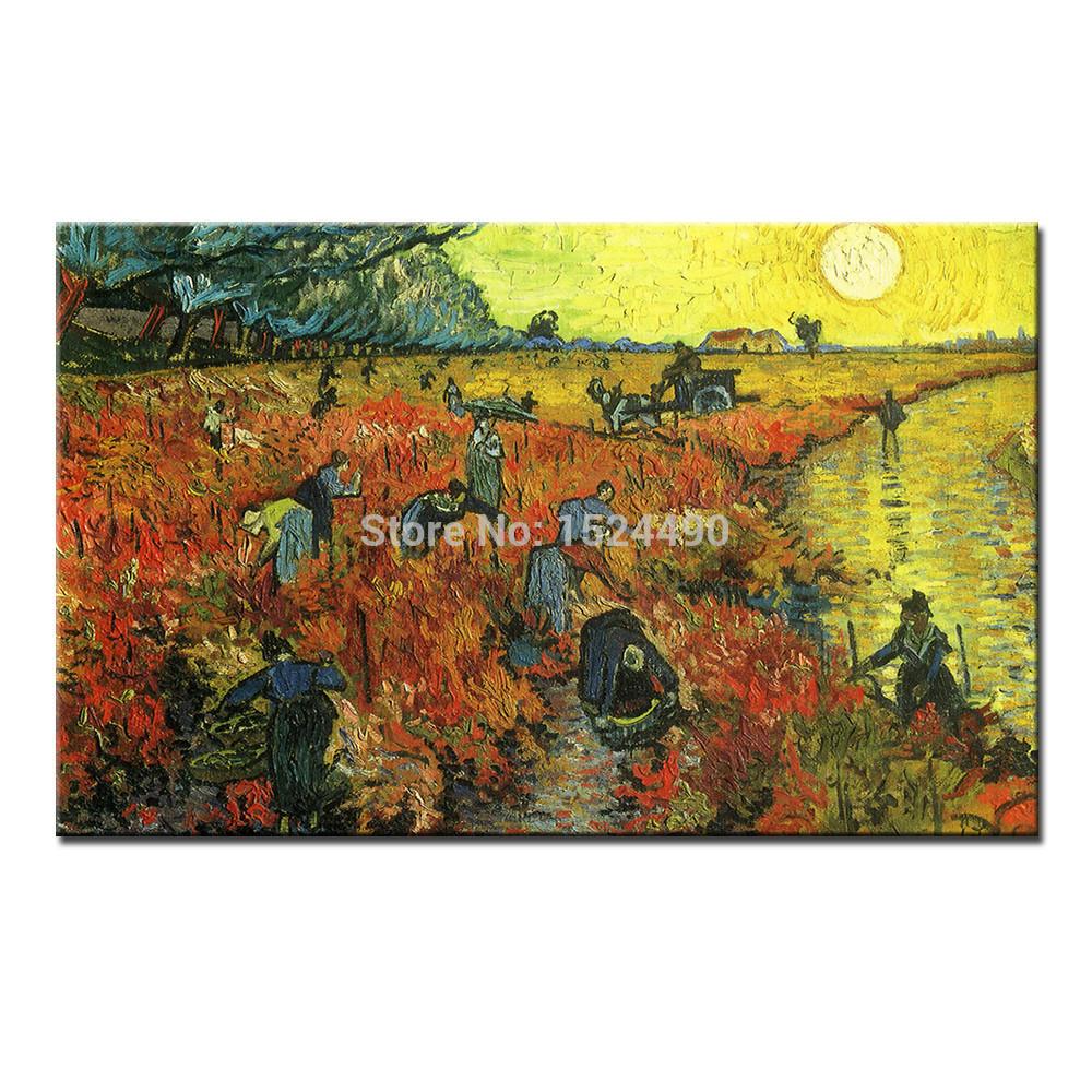 the red vineyard at arles by vincent van gogh hand made reproduction oil painting on canvas wall art picture for home decor