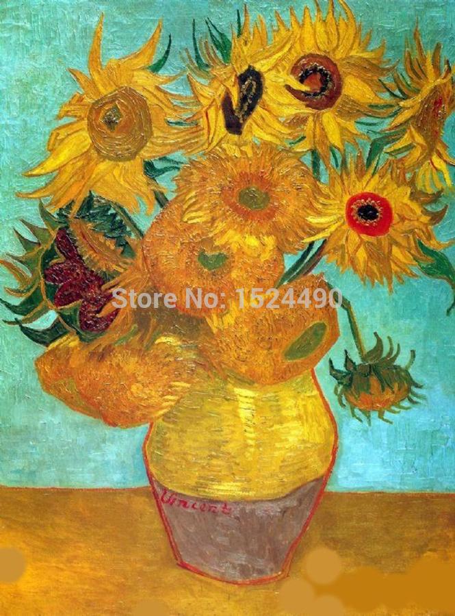 the vase that 12 sunflower of vincent van gogh hand painted famous oil painting on canvas wall art picture for home decoration