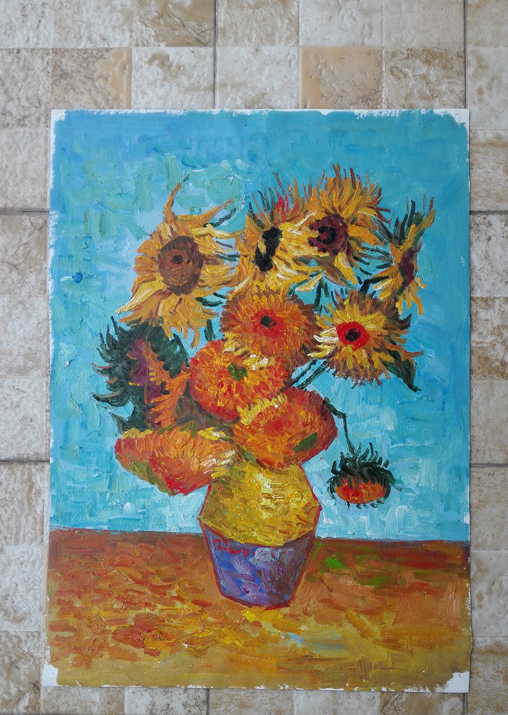 the vase that 12 sunflower of vincent van gogh hand painted famous oil painting on canvas wall art picture for home decoration