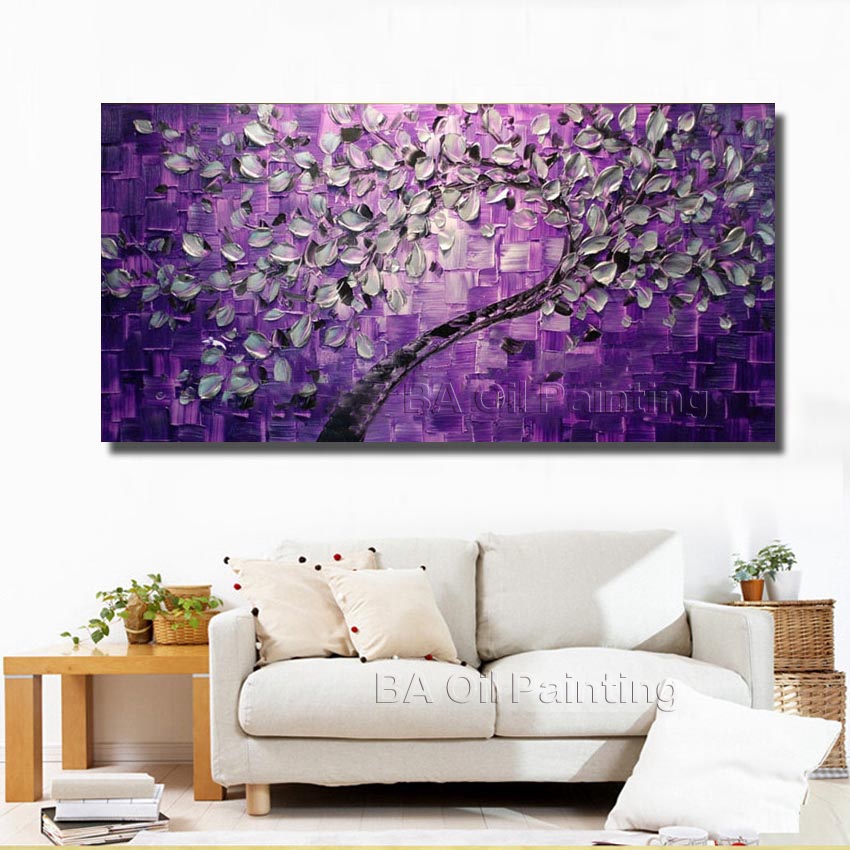 big size wall art tree oil painting on canvas for home decor ideas paints on wall pictures art unframed hf0014